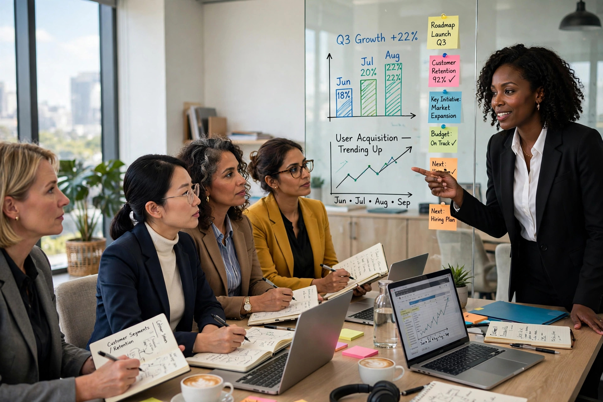 Women business leaders in a strategy meeting